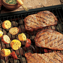 Ribeye Steaks and Seasoned Vegetable Kabobs